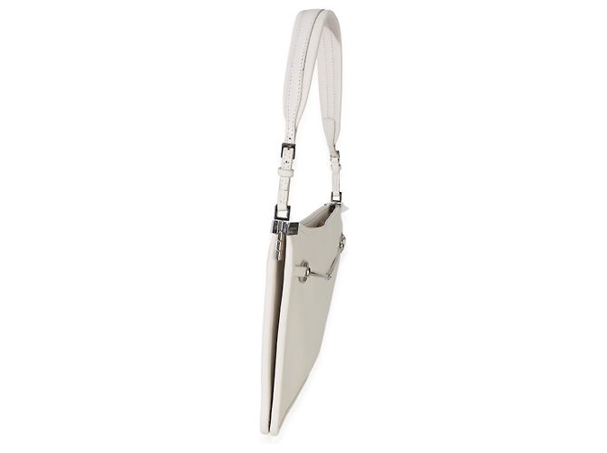 Gucci Horsebit schmale Schultertasche aus weißem Kalbsleder - Ansicht 4