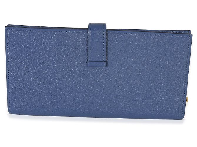 Portafoglio Hermès Bearn in Chevre Mysore Bleu Brighton GHW Blu - vista 2