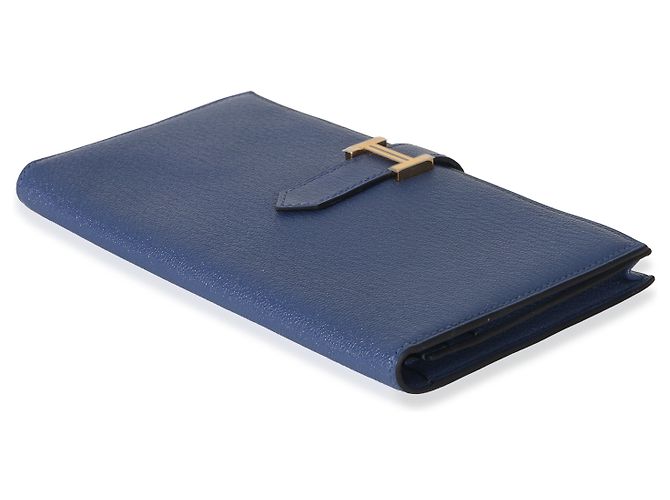 Portafoglio Hermès Bearn in Chevre Mysore Bleu Brighton GHW Blu - vista 5
