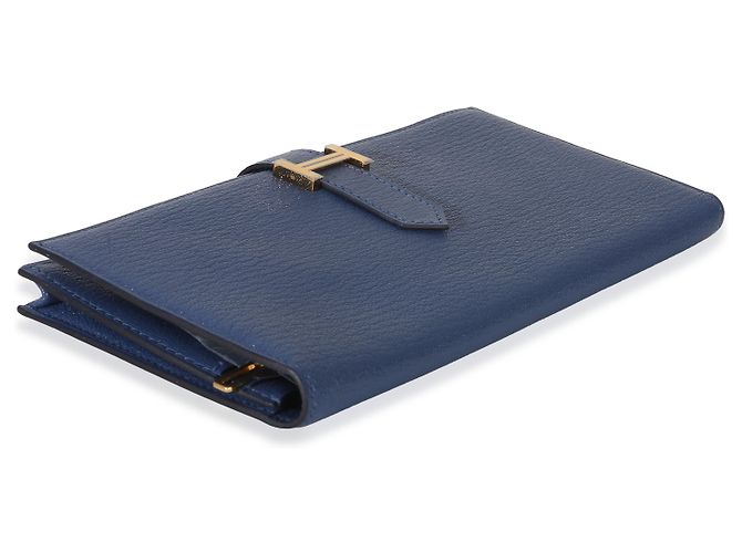 Portafoglio Hermès Bearn in Chevre Mysore Bleu Brighton GHW Blu - vista 6