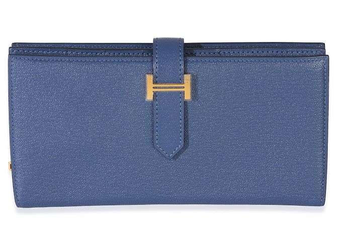 Portafoglio Hermès Bearn in Chevre Mysore Bleu Brighton GHW Blu - vista 7