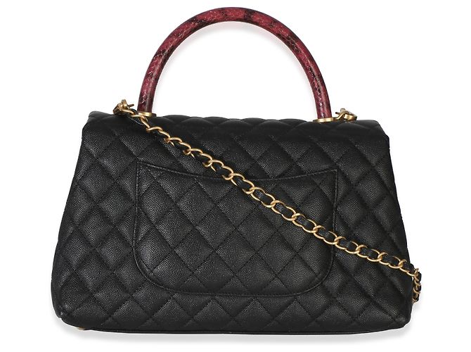 Gabrielle Borsa Chanel Medium Coco Top Handle in pelle caviar matelassé nera e lucertola Nero - vista 2