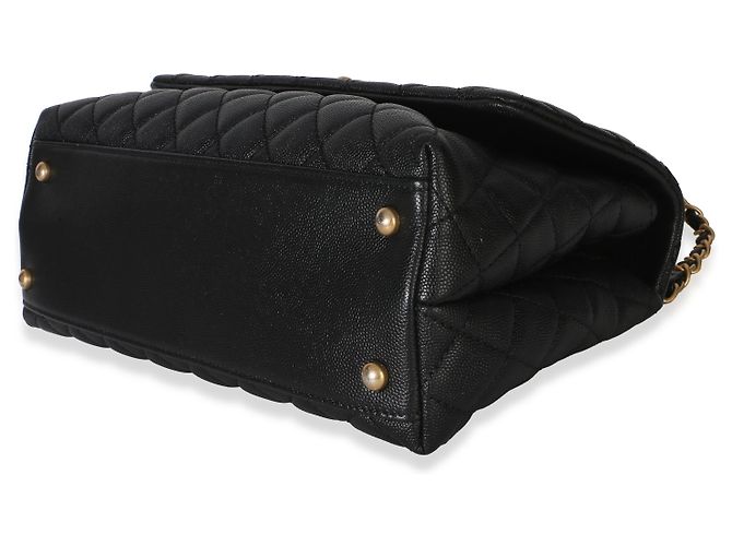Gabrielle Borsa Chanel Medium Coco Top Handle in pelle caviar matelassé nera e lucertola Nero - vista 6