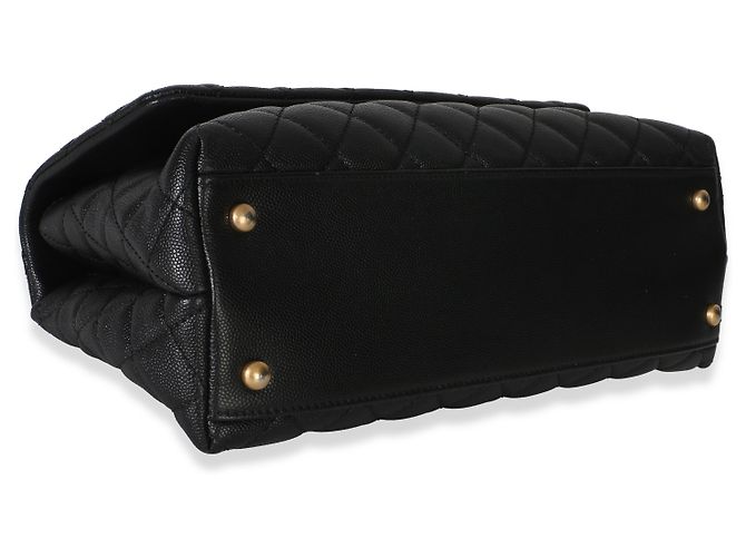 Gabrielle Borsa Chanel Medium Coco Top Handle in pelle caviar matelassé nera e lucertola Nero - vista 7