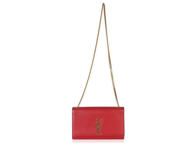 Borsa a catena Kate Medium Saint Laurent Red Grain De Poudre Rosso - vista 5
