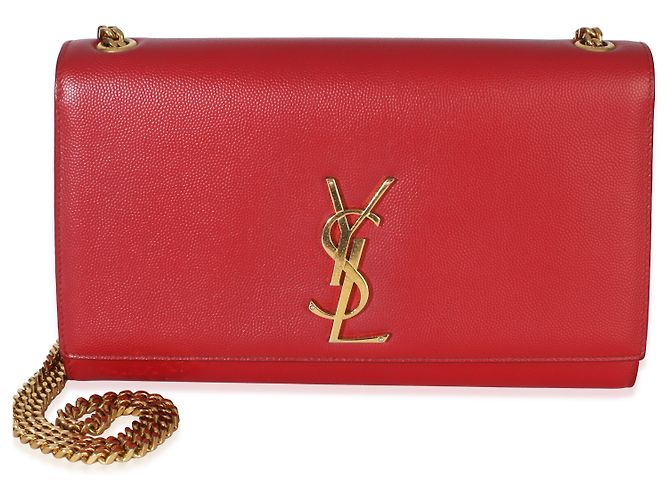 Borsa a catena Kate Medium Saint Laurent Red Grain De Poudre Rosso - vista 8