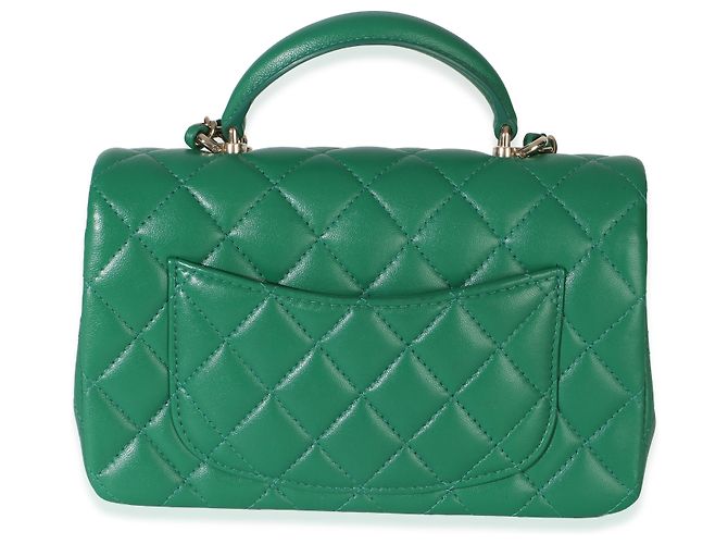 Gabrielle Chanel Mini Top Handle Rectangular Flap Bag aus grünem gestepptem Lammleder - Ansicht 2