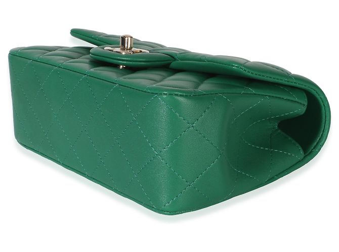 Gabrielle Chanel Mini Top Handle Rectangular Flap Bag aus grünem gestepptem Lammleder - Ansicht 6