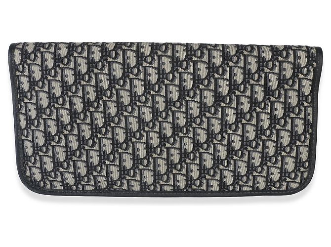 Clutch con patta Christian Dior in tela Oblique blu navy - vista 2