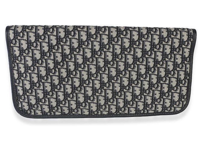 Clutch con patta Christian Dior in tela Oblique blu navy - vista 5