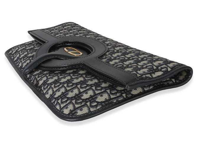 Clutch con patta Christian Dior in tela Oblique blu navy - vista 6