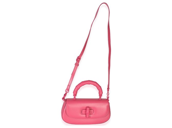 Borsa Gucci Medium Bamboo Diva in pelle di vitello rosa - vista 5