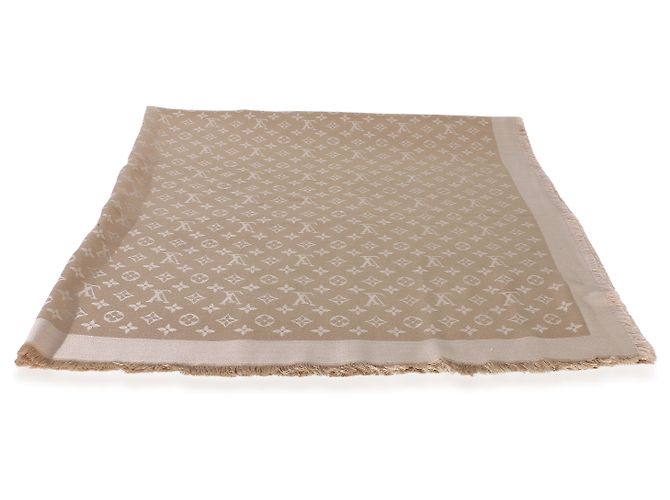 Sciarpa Monogram Shine Louis Vuitton Beige Rose in seta e lana - vista 3