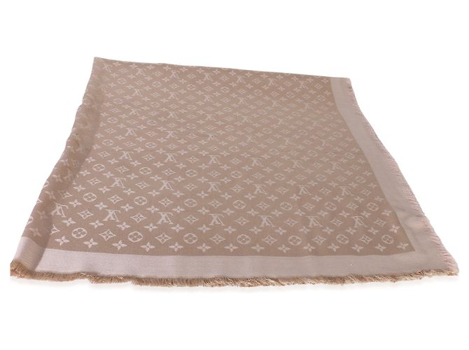 Sciarpa Monogram Shine Louis Vuitton Beige Rose in seta e lana - vista 5