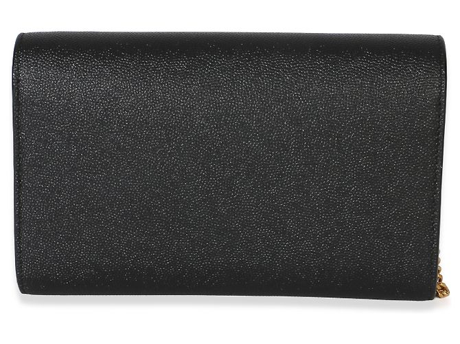 Portafoglio a catena Saint Laurent Uptown in pelle Grain de Poudre nera - vista 2
