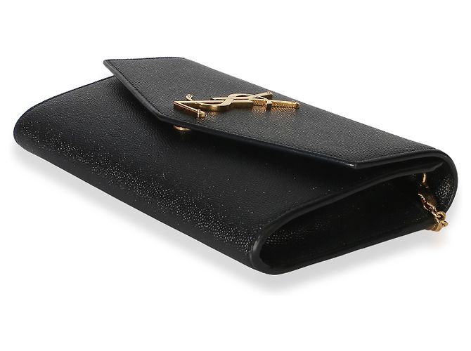 Portafoglio a catena Saint Laurent Uptown in pelle Grain de Poudre nera - vista 6