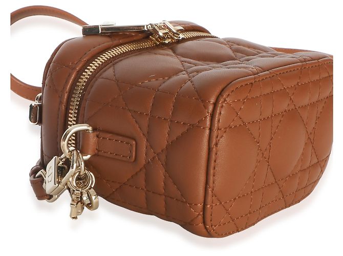 Beauty case Micro Lady Dior in pelle d'agnello Cannage marrone Christian Dior - vista 2
