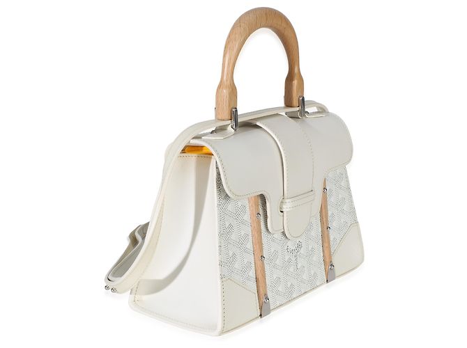 Goyard White Goyardine Canvas Structure Mini Saigon Top Handle Bianco - vista 3