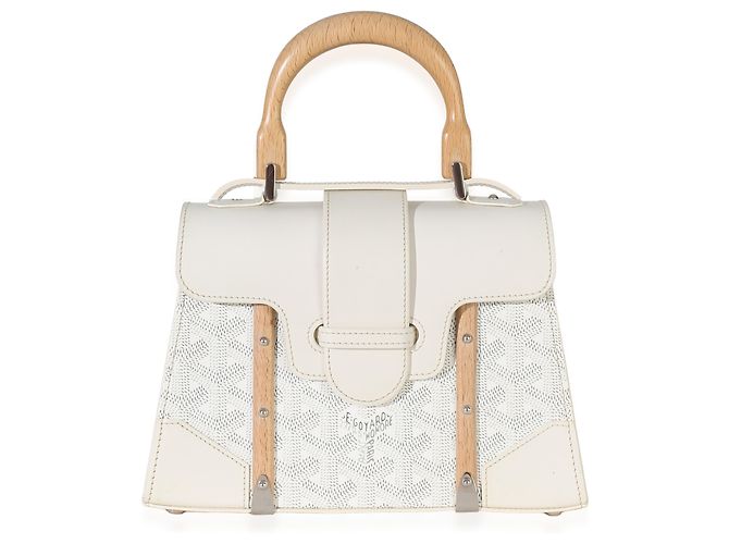 Goyard White Goyardine Canvas Structure Mini Saigon Top Handle Bianco - vista 8