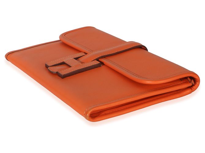 Clutch Hermès Orange Swift Jige Duo Arancione - vista 6