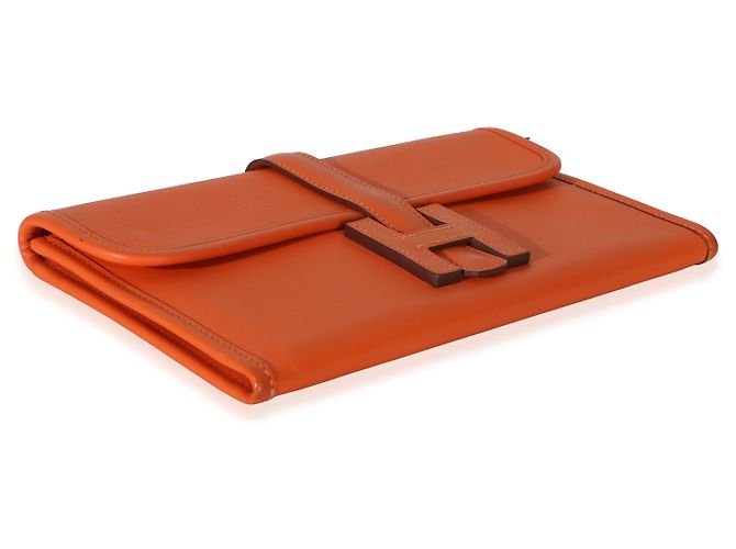 Clutch Hermès Orange Swift Jige Duo Arancione - vista 7