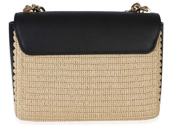 Borsa a tracolla Louis Vuitton Twist MM in pelle di vitello e rafia nera Nero - vista 2