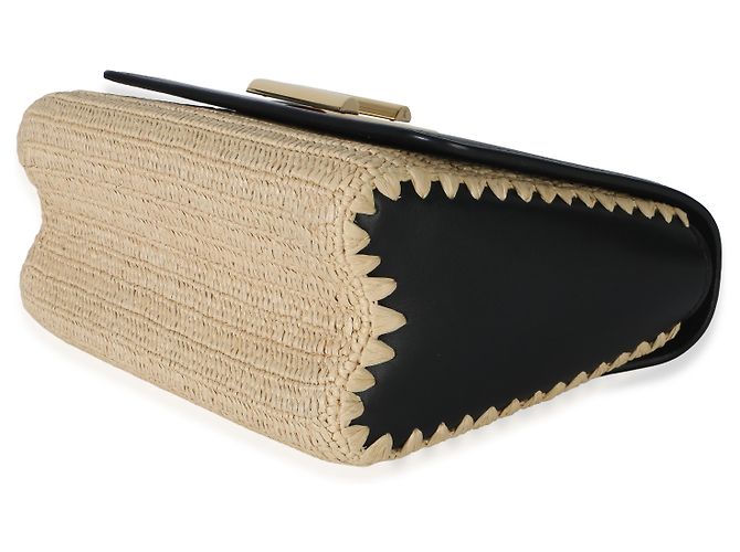 Borsa a tracolla Louis Vuitton Twist MM in pelle di vitello e rafia nera Nero - vista 6
