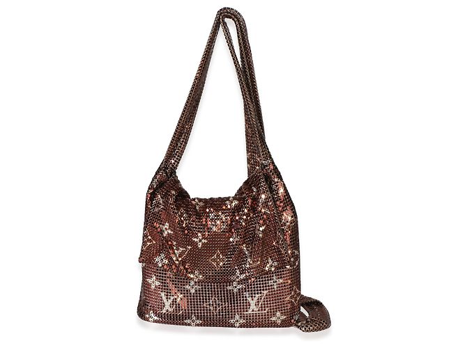 Louis Vuitton Bronze Monogram Mesh Metal Frances Marrone - vista 6
