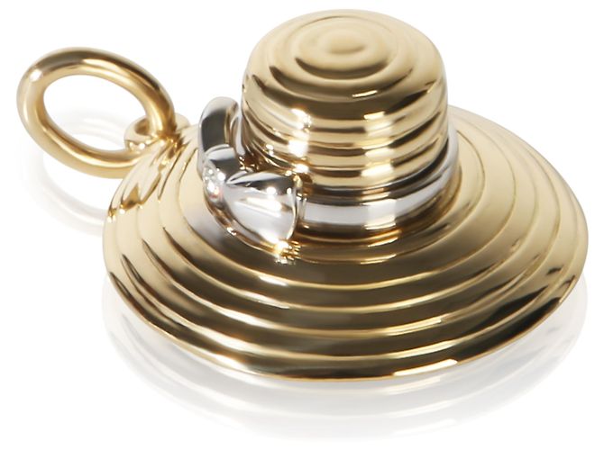 Tiffany & Co. Charm cappello a tesa larga in oro bianco e oro giallo con diamanti - vista 3