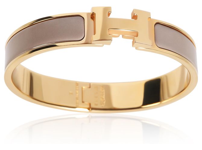 Hermès Gold-Plated Clic H In Marron Glacé Bracelet - view 2