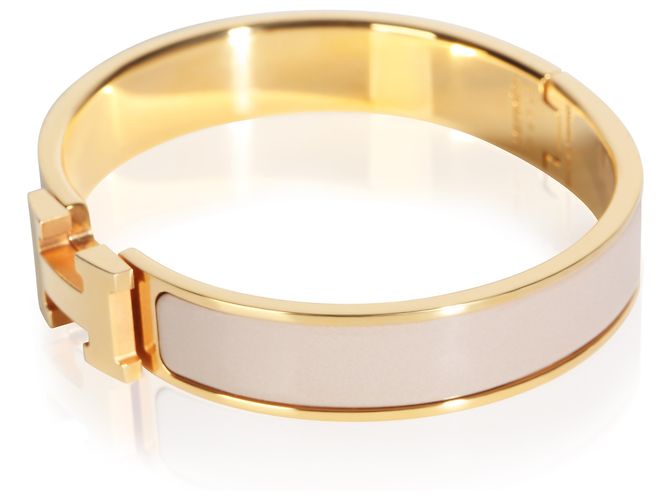 Hermès Gold-Plated Clic H In Marron Glacé Bracelet - view 3