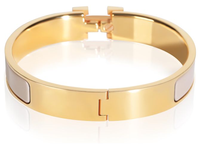 Hermès Gold-Plated Clic H In Marron Glacé Bracelet - view 4