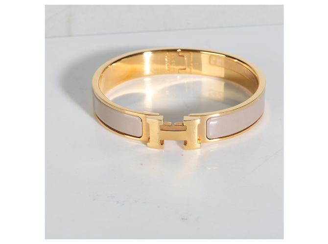 Hermès Gold-Plated Clic H In Marron Glacé Bracelet - view 5