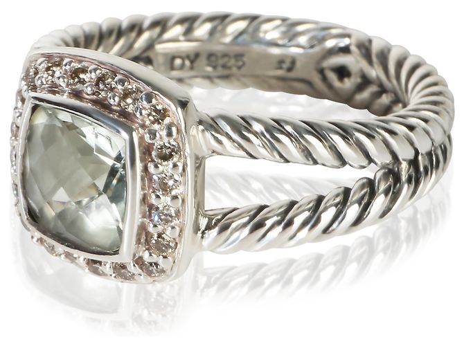 Anello Petite Albion David Yurman in argento sterling, prasiolite e diamanti - vista 2