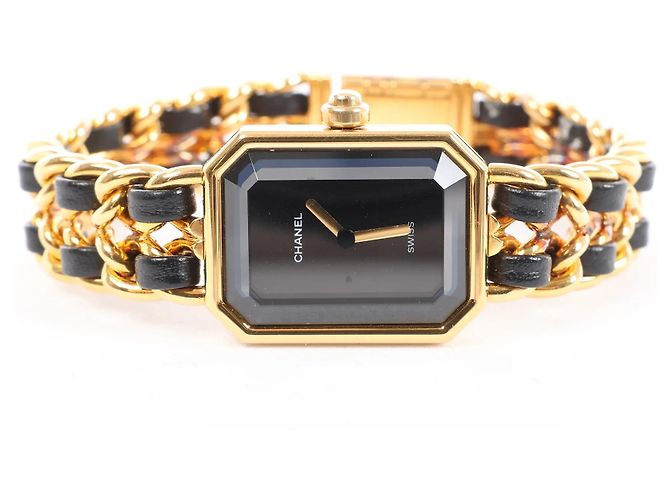 Première Orologio Chanel Premiere L AG70349 GP & Leather QZ con quadrante nero - vista 4