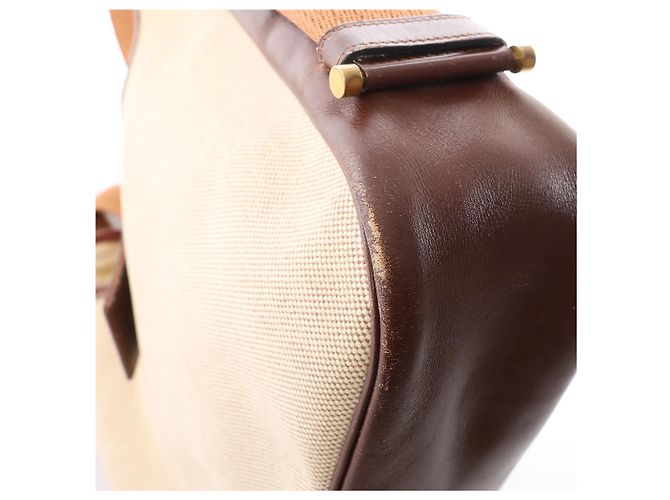 Trim Hermès Borsa a tracolla Hermes Sako Toile H in marrone O:1985 Beige - vista 8