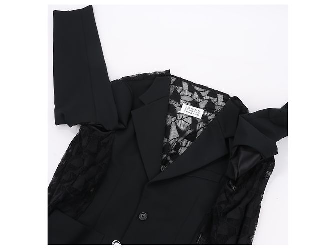 Maison Martin Margiela Maison Margiela Black Blazer with Lace Overlay, Size 40 - view 2