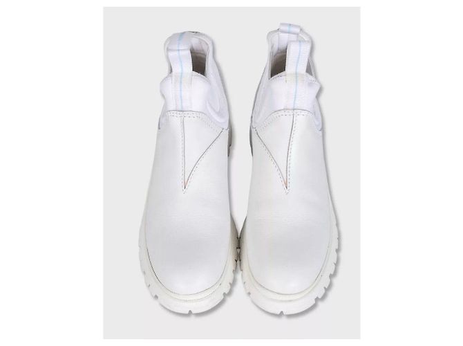 Prada White Leather & Textile Boots - EU 39 Pre-owned - view 2