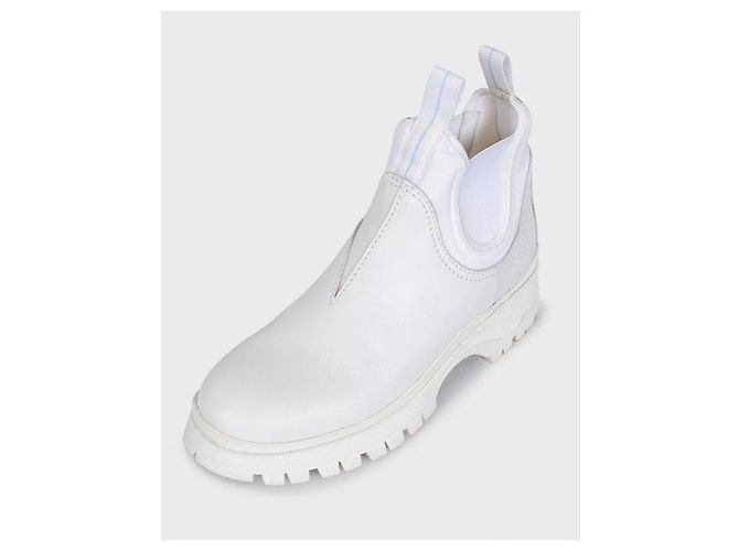 Prada White Leather & Textile Boots - EU 39 Pre-owned - view 3