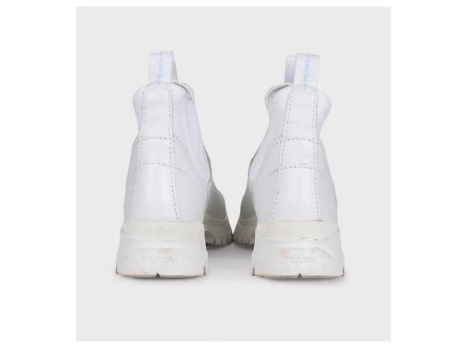 Prada White Leather & Textile Boots - EU 39 Pre-owned - view 4