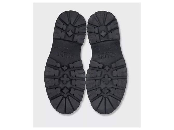 Céline Botas Celine de cuero negro con hebilla plateada - EU 39 de segunda mano - vista 5