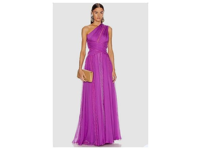 Vestido largo Zuhair Murad violeta asimétrico de seda Púrpura - vista 11