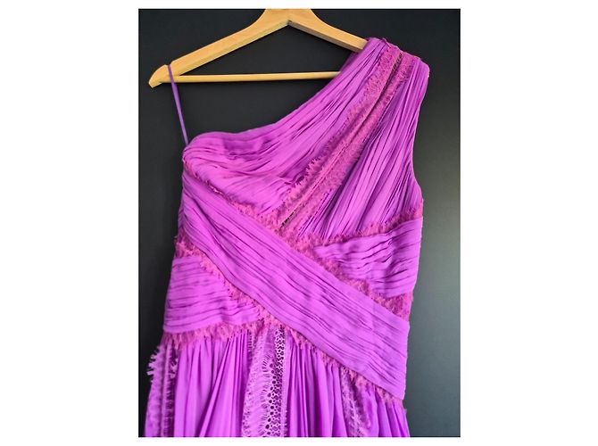 Vestido largo Zuhair Murad violeta asimétrico de seda Púrpura - vista 3