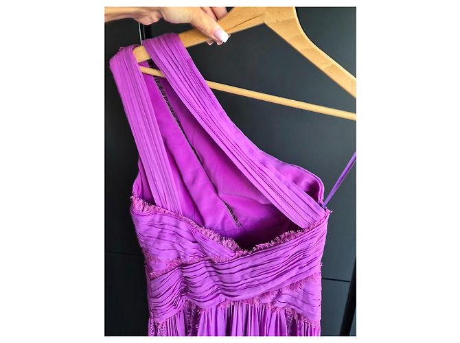 Vestido largo Zuhair Murad violeta asimétrico de seda Púrpura - vista 5