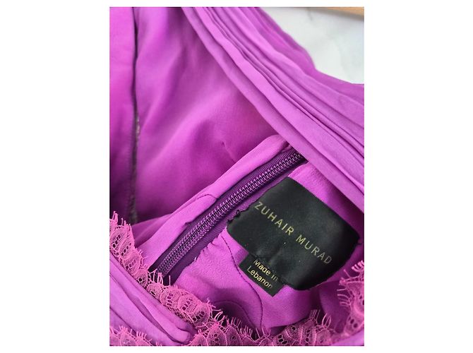 Vestido largo Zuhair Murad violeta asimétrico de seda Púrpura - vista 9