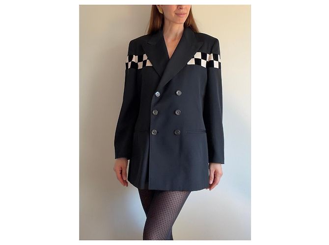 Jean Paul Gaultier Blazer Donna Nero a quadri - vista 2