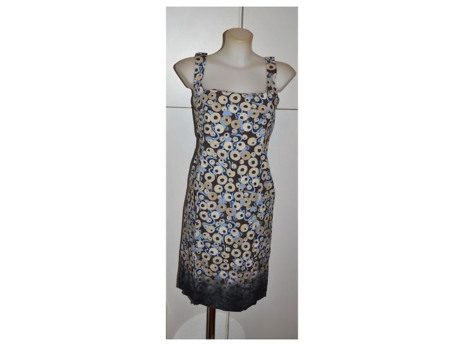 Philosophy Di Alberta Ferretti Vestido estampado de círculos Castaño Blanco Azul Beige - vista 2