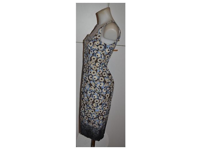 Philosophy Di Alberta Ferretti Vestido estampado de círculos Castaño Blanco Azul Beige - vista 3