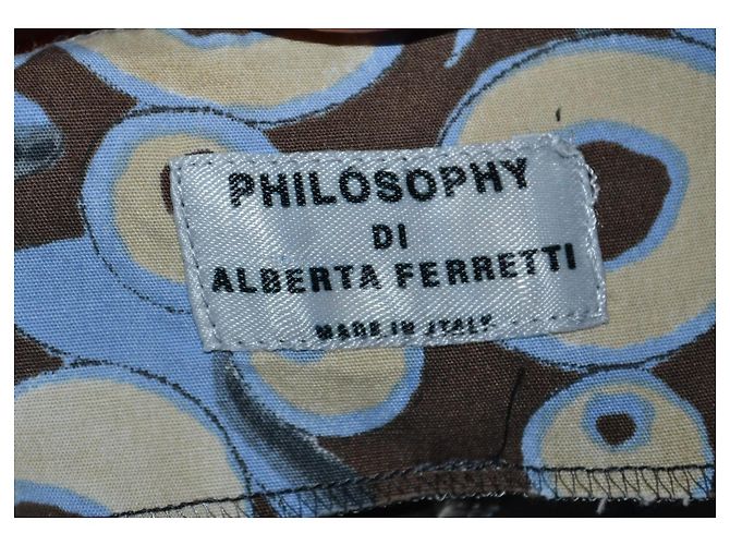 Philosophy Di Alberta Ferretti Vestido estampado de círculos Castaño Blanco Azul Beige - vista 5