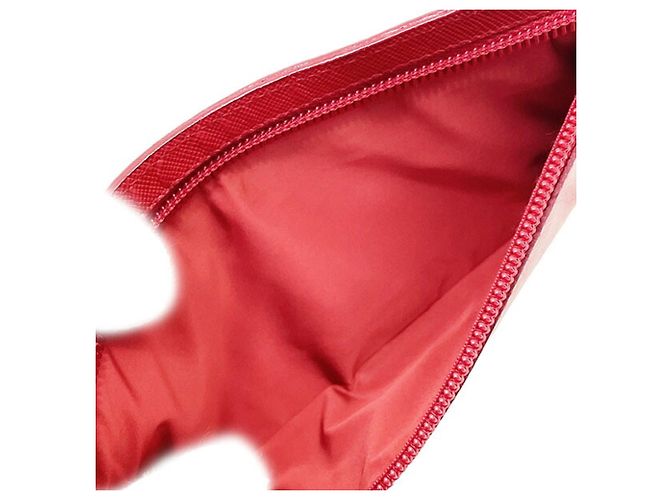 Pouch Triangle Prada in pelle Saffiano Nero Bianco Rosso Multicolore Arancione Giallo - vista 10